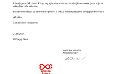Zahvala za humanitarnu akciju “Pomozimo napuštenim životinjicama”
